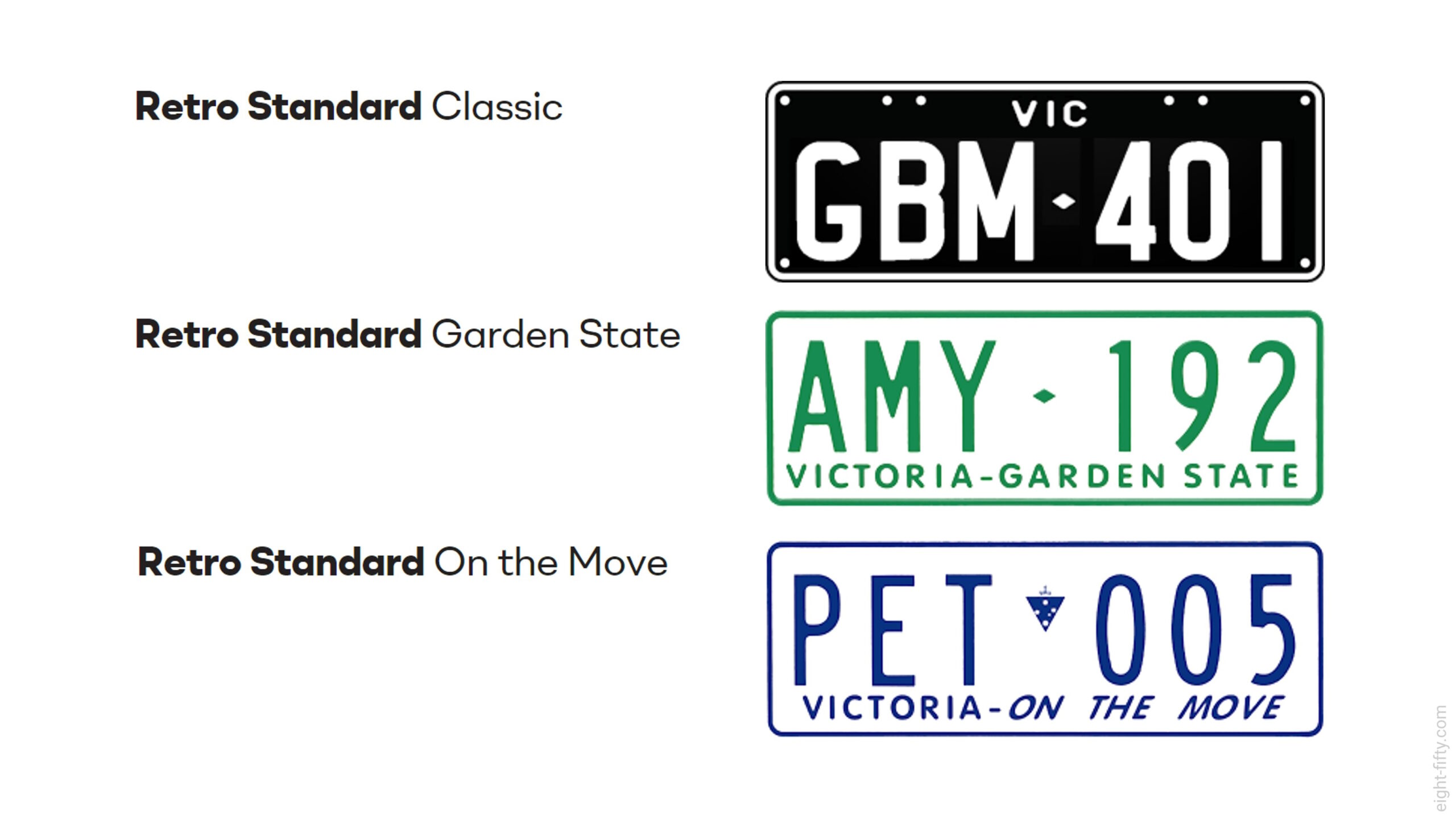 retro_plate_series_wm The Retro number plate series will now have three styles - Classic, Garden State and On the Move.