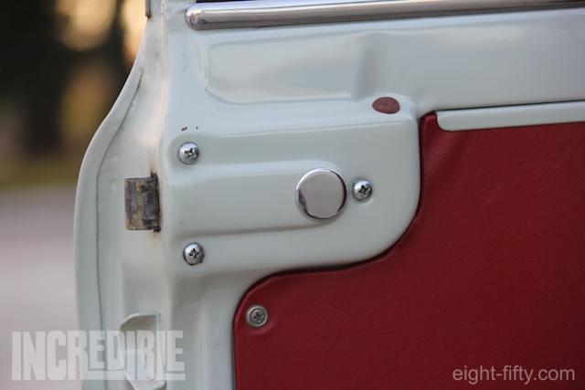 The passenger door lost the function to lock from the inside, with a rubber grommet in place.